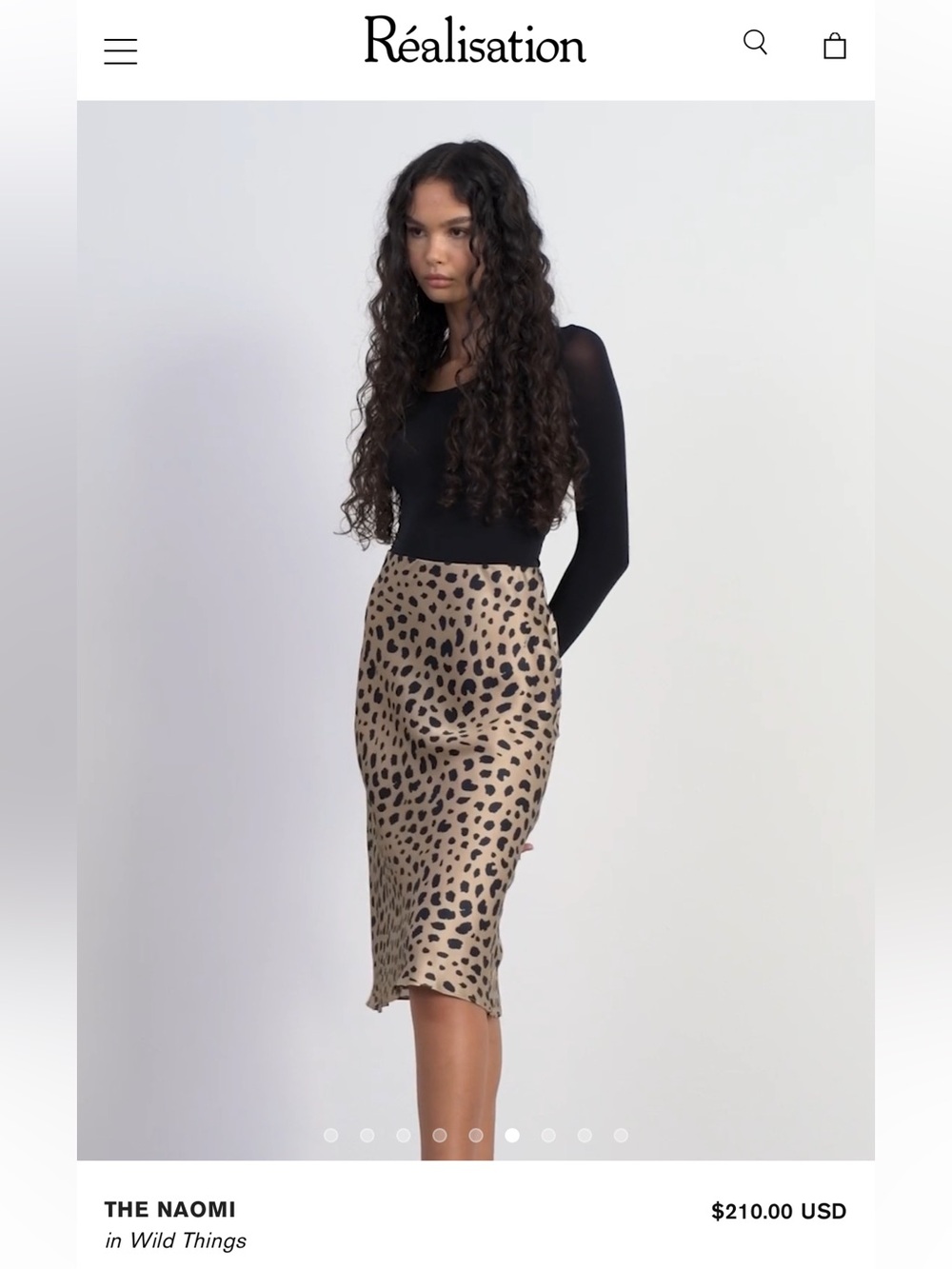 Réalisation Par Naomi Wild Things Silk Leopard Print Midi Slip Skirt XS 90s